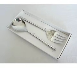 Ensemble de couverts en acier inoxydable pour salade avec manche en forme de branche de saule, spécial pour la vaisselle et les ustensiles de cuisine - Product Image 3