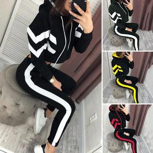Survêtement solide d'hiver pour femmes Sweatshirt Sweatpants Drawstring Ribbed Cuff Sportswear Set Dressing - Product Image 5