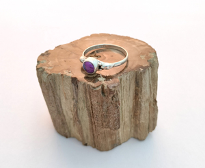 Trendy 925 Silver <b>Purple</b> Copper Turquoise Flower Pattern Engagement Wedding Rings for Women Handmade Bezel Setting Diamond Inlay - Product Image 4
