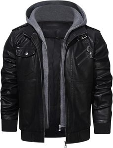 Nouvelle veste en cuir pour homme en cuir d'agneau véritable à la mode Fermeture éclair Remplissage en coton Col rabattu Manches longues régulières - Product Image 4