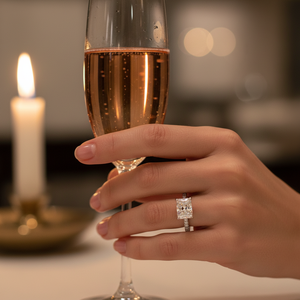 Nhẫn nữ đá moissanite cắt <span class=keywords><strong>emerald</strong></span>, màu D, kích thước 7*9mm, chứng nhận GRA, mạ vàng trắng, bạc 925 - Product Image 5