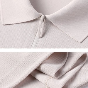 Polo Demi-zip pour Homme Beige Clair Respirant Décontracté Slim Fit Coton Stretch Col Classique Business Casual Tops - Product Image 2