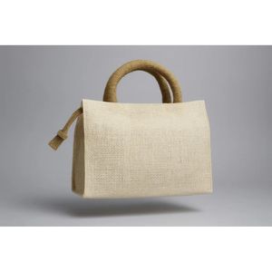 Bolsa de Regalo de Yute Marrón con Asa de Cuerda, Reutilizable, Diseño Liso - Product Image 1