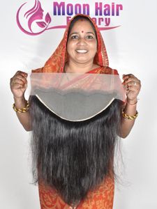 Cheveux vierges indiens Remy naturels à cuticule alignée, extension frontale droite, cheveux humains de couleur noire à vendre, prix d'usine - Product Image 4