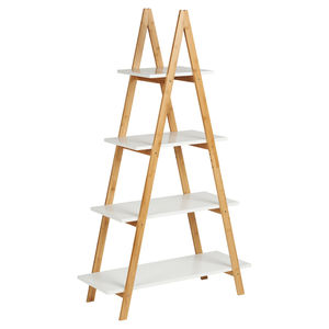 Bamboo Wood <b>Rustic</b> Trapezoid Wall <b>Shelf</b> 80x32.5x137cm Home/Office Decor - Product Image 1