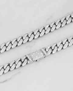 Cadena cubana de Hip Hop hecha a mano, collares de diamantes cultivados Leb de corte redondo de Plata de Ley 925, cadena de eslabones cubanos con estilo Hip Hop - Product Image 2