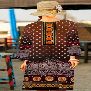 Camisa de césped pakistaní de marca original para niñas, 1 pieza con estampado digital, telas de verano, ropa de India Pakistán - Product Image 6