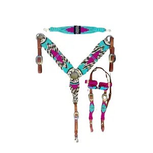 Cưỡi ngựa tay bện thiết kế cổ áo cotton phía Tây với phù hợp với headstall thiết lập phần cứng tùy chỉnh