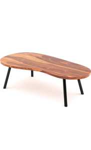 Table basse moderne en bois naturel à bord vif avec pieds en métal élégants Mobilier de maison durable pour salon et villa modernes - Product Image 2