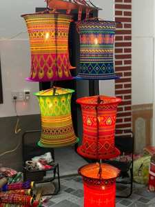 Linterna de tela de brocado tejida a mano, Lámpara decorativa para bodas, fiestas, decoración de restaurante - Product Image 4