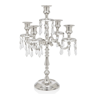 Exclusive Design Shiny <b>Silver</b> Finished 5 Arm Candelabra Metal Aluminum <b>Candle</b> <b>Holder</b> Wedding Tabletop Decoration for Home Decor - Product Image 1