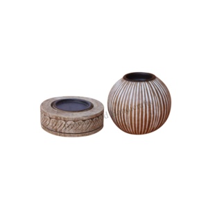 Best Quality Elegant Burnt White Antique Design Wooden Hand Carved <b>Tea</b> <b>Light</b> Candle Holder for Decor on All Occasion at Low Cost - Product Image 4