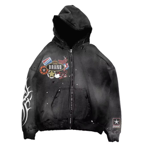 Sudaderas con Lavado Ácido Desgastado Personalizadas, Sudaderas Holgadas de Moda, Ropa Casual para Hombre - Product Image 1