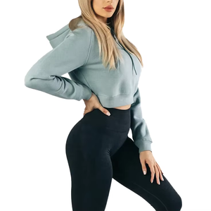 Venta al por mayor logotipo personalizado Streetwear pulóver gimnasio señoras Casual mujeres Crop Sudadera con capucha sudaderas con capucha de las mujeres - Product Image 3