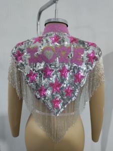 Elegante Capa Burlesque Festiva con Hermosas Hebras de Cuentas y Lentejuelas, Silueta Recta, Cierre Natural, Bordado de Perlas, Antiestática - Product Image 4