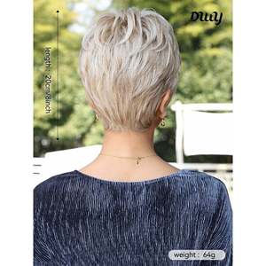 วิกผมสังเคราะห์แบบ Pixie รุ่น Bella-DWY ฟรีพาร์ท  พร้อมเชือกผูกแบบใส สีบลอนด์ฟอกขาว - Product Image 5