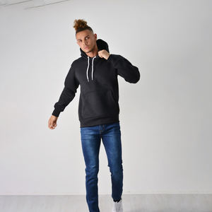 เสื้อฮู้ดกีฬาสีดำสำหรับผู้ชายเสื้อฮู้ดกีฬาฟิตเนสเข้ารูปเสื้อสวมหัวมีฮู้ดสีดำสำหรับใส่ลำลอง - Product Image 3