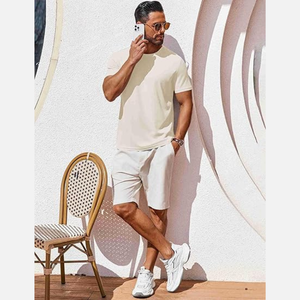 Camiseta básica clásica informal de verano con cuello redondo de manga corta lavada de secado rápido transpirable de algodón 100% para hombre - Product Image 4