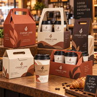 Boîtes porte-gobelets à café personnalisées AT PACK avec poignée, supports pour 2 et 4 gobelets, fournitures d'emballage en gros pour les cafés