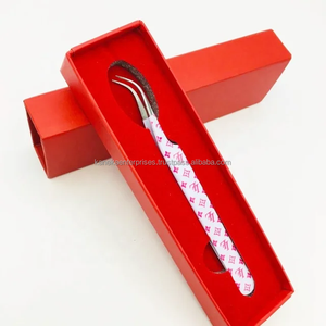 Pinzas Profesionales para Extensión de Pestañas, Recubiertas de Papel, Diseño Blanco y Rosa, Antiestáticas, de Precisión, con Punta de Fibra y Acero Inoxidable - Product Image 5