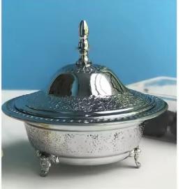 Conception personnalisée fabriquée à la main en laiton métal plaqué argent bols de date nouvellement arrivés bol de service de fête écologique Base sur pied - Product Image 2