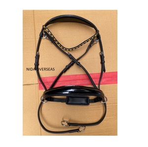 Bride équestre anatomique en cuir de haute qualité avec strass Bride confortable sans fil pour cheval - Product Image 1