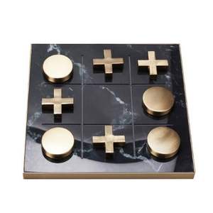 Tic tac toe en marbre blanc, cadeau parfait pour un anniversaire, jeu d'intérieur avec revêtement doré pour les jeux de société des enfants et de la famille - Product Image 5