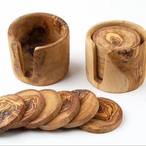 Haute qualité fabriqués à la main en bois naturel rustique thé bière caboteur ensemble sous-verres en bois massif pour la maison cuisine décor tapis tampons - Product Image 1