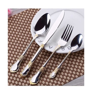 Couverts de mariage en acier inoxydable de luxe Offre Spéciale, plaqués or, beau design, poignée, couverts, cuillère et fourchette, ensemble sûr et sain - Product Image 6