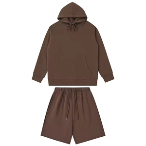Haute qualité hommes et femmes été Streetwear deux pièces à capuche et ensembles de shorts pull à capuche personnalisé et ensembles de shorts réguliers - Product Image 4