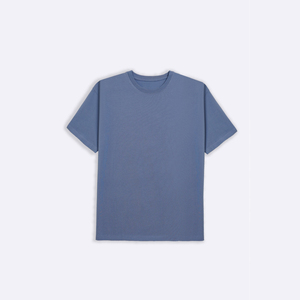 Camiseta de Algodón para Hombre, Corte Regular, Color Sólido, Cuello Redondo, Manga Corta, Estilo Casual, Azul - Product Image 6