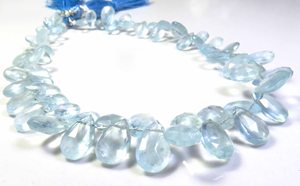 ลูกแพร์เจียระไนแบบหลวมเกรดสูงพลอยสีฟ้า10 "เกลียว100% อัญมณีธรรมชาติ7-13มม. - Product Image 3