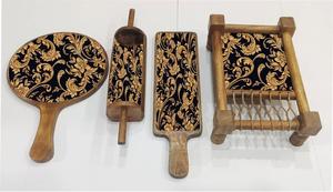 Mango Wood Cheese Board and Serving Platter Set Handmade Enamel Print Charcuterie Board Collection - Product Image 4
