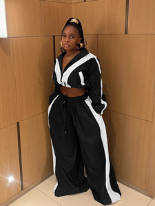 Venta al por mayor de chándal para mujer, ropa de salón informal lisa, chándal de talla grande, conjunto de nailon - Product Image 2