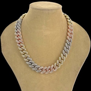 Cadena Cubana de Alta Calidad con Diamantes Moissanite VVS, Chapada en Oro Blanco de 14K y 18K, Estilo Hip Hop, para Hombres y Mujeres, de Lujo - Product Image 1