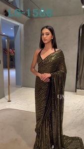 นักออกแบบชุดปาร์ตี้ล่าสุดส่าหรีลําดับจอร์เจ็ทบริสุทธิ์ของอินเดียทํางานที่มีคุณภาพสูงสําหรับสุภาพสตรีการออกแบบใหม่ - Product Image 5