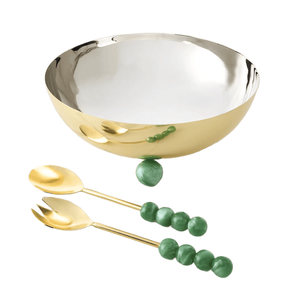 Elégant bol de service en acier inoxydable doré et argenté avec bol extérieur doré et intérieur argenté - Product Image 1