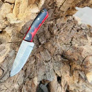 มีดสกินเนอร์เหล็กดามัสกัสทำด้วยมือด้ามไม้มีดถลกหนังสำหรับล่าสัตว์ - Product Image 2