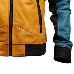 Auto Racing Wear Chaqueta de cuero de moto de color sólido Chaqueta de invierno de cuero de moto de estilo único - Product Image 4