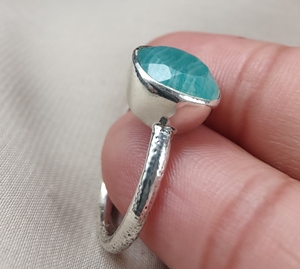 Anillo de Plata de Ley 925 con Amazonita en Corte Cojín y Opciones de Baño de Oro, Joyería de Piedras Preciosas Hecha a Mano, Venta al por Mayor - Product Image 5