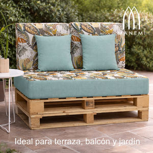 4-Piece Durable Fabric Outdoor Pallet <b>Cushion</b> Set 120x80 + 120x50 cm Garden Sofa 12 cm Thick with Removable <b>Cover</b> - Product Image 2