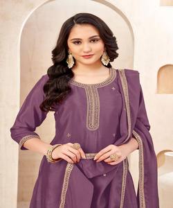 TOP DE TRABAJO SEQUUNCIA BORDADO CHINON MODERNO PALAZZO CON DUPATTA FIESTA PRECIO AL POR MAYOR PRECIO PRENDA ÉTNICA - Product Image 4