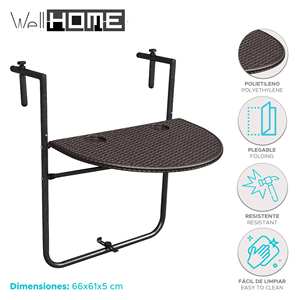 Table pliante ovale marron WELL HOME pour balcon, qualité supérieure et design élégant - Product Image 2