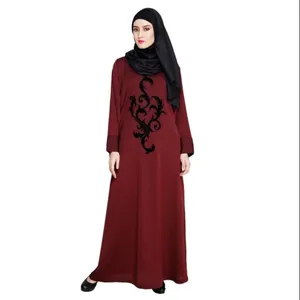 Цветочный стиль Дубай, Вышитое льняное скромное Повседневное платье в стиле Абаи, современный Повседневный стиль, абайя, открытое мусульманское скромное платье