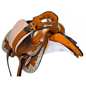 Cuero de vaca genuino de calidad superior Western Show Saddle Silver Tooled Edición limitada Pleasure Riding Horse Tack - Product Image 6