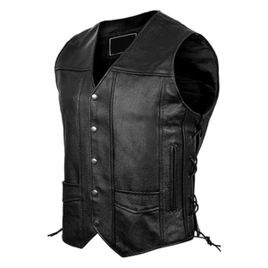 Chaleco de cuero sin mangas de moda de talla grande para hombre, Chaleco de cuero de moto para hombre, chaleco de cuero de vaca - Product Image 4