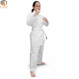 2025 nuevos uniformes de Karate para niños 8oz blanco PolyCotton Gi con cinturón nuevo desgaste de artes marciales - Product Image 5