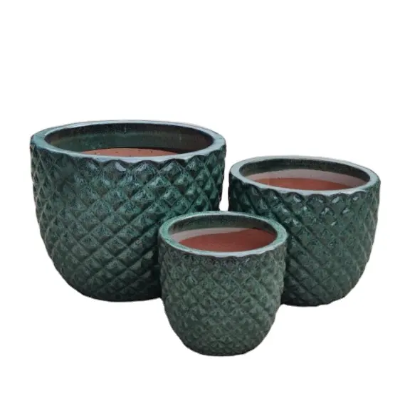 (Poterie saphir) Pots de poterie d'intérieur bon marché utilisant pour la maison et le jardin pots en céramique bleue petite jardinière de poterie vietnamienne