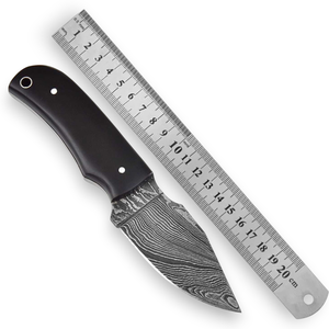 มีดใบตายเหล็กดามัสกัสปลอมขึ้นรูป พร้อมปลอกใส่แนวตั้ง ด้ามไมคาร์ต้า ใบมีดเต็มตัว สำหรับงานอุตสาหกรรม ระดับ OEM - Product Image 6