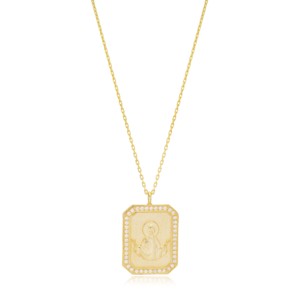 Collier Pendentif Femme en Argent Sterling 925 avec Zircon, Motif Géométrique Tendance Jésus, Idéal pour Fiançailles, Mariage et Fêtes - Product Image 1